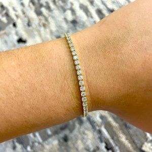 Sterling Silver Gold Plated CZ  Bolo Bracelet